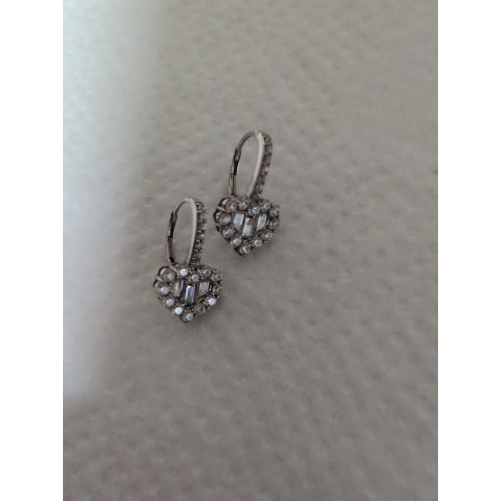 DESIGNER GRLUXE STERLING SILVER AND DIMONIQUE HEART‎ EARRINGS